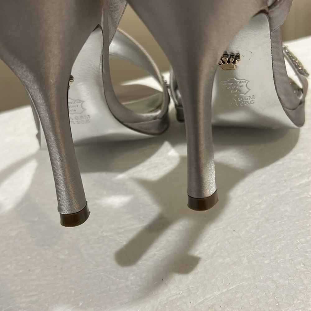 Nina Rhinestone Strappy Heels Pumps open top slingback size 8.5 grey silver - Picture 14 of 15